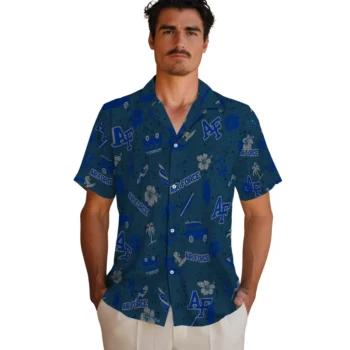 air force falcons beach vibe navy hawaiian shirts fashion forward