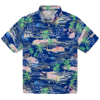 air force falcons flamingo retreat blue hawaiian shirts best selling