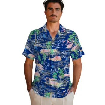 air force falcons flamingo retreat blue hawaiian shirts fashion forward