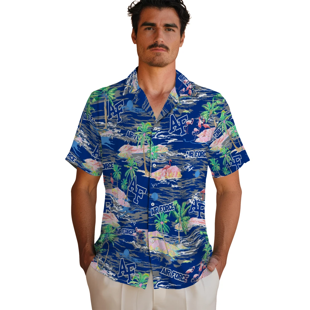 Air Force Falcons Hawaiian Shirt - Hawaii Island air force falcons flamingo retreat blue hawaiian shirts fashion forward