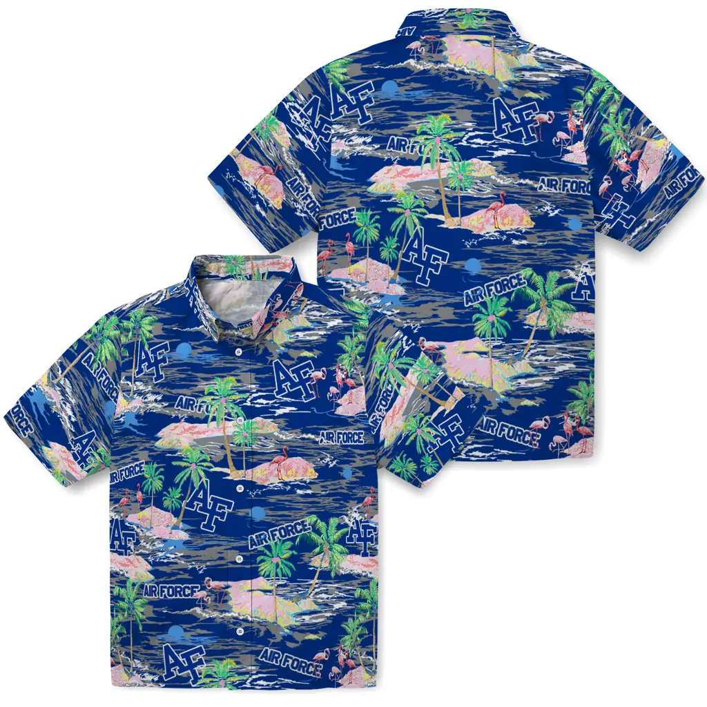 Air Force Falcons Hawaiian Shirt - Hawaii Island air force falcons flamingo retreat blue hawaiian shirts high quality