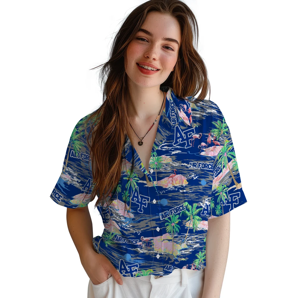 Air Force Falcons Hawaiian Shirt - Hawaii Island air force falcons flamingo retreat blue hawaiian shirts latest model