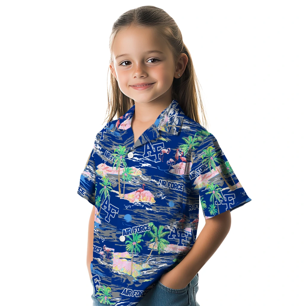 Air Force Falcons Hawaiian Shirt - Hawaii Island air force falcons flamingo retreat blue hawaiian shirts premium grade