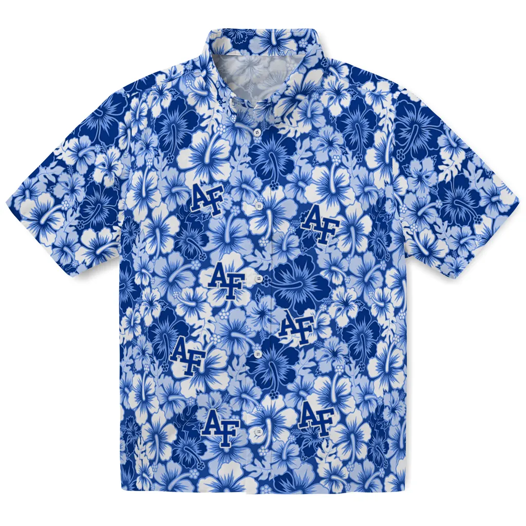 Air Force Falcons Hawaiian Shirt - Hibiscus Blooms air force falcons hibiscus blooms blue hawaiian shirts best selling