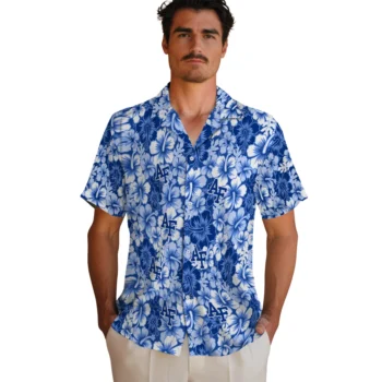 air force falcons hibiscus blooms blue hawaiian shirts fashion forward