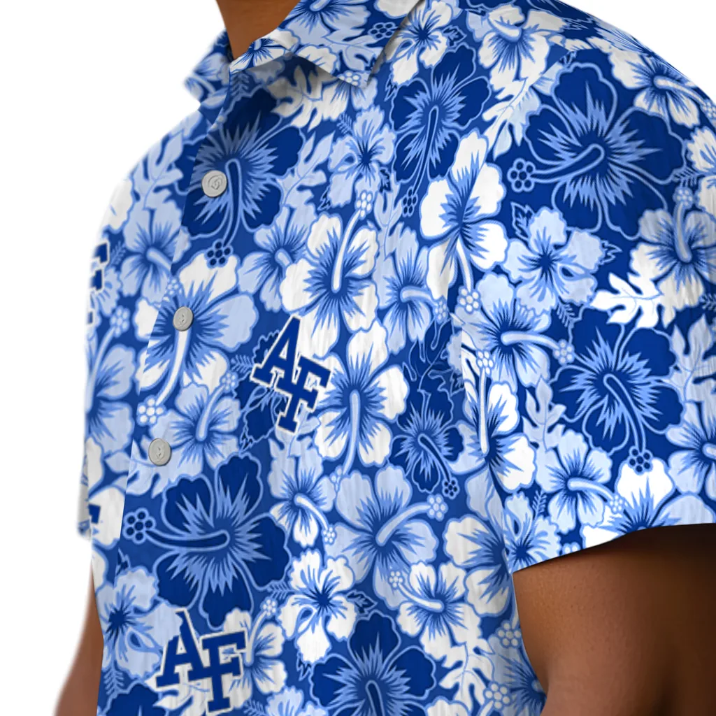 Air Force Falcons Hawaiian Shirt - Hibiscus Blooms air force falcons hibiscus blooms blue hawaiian shirts trendy