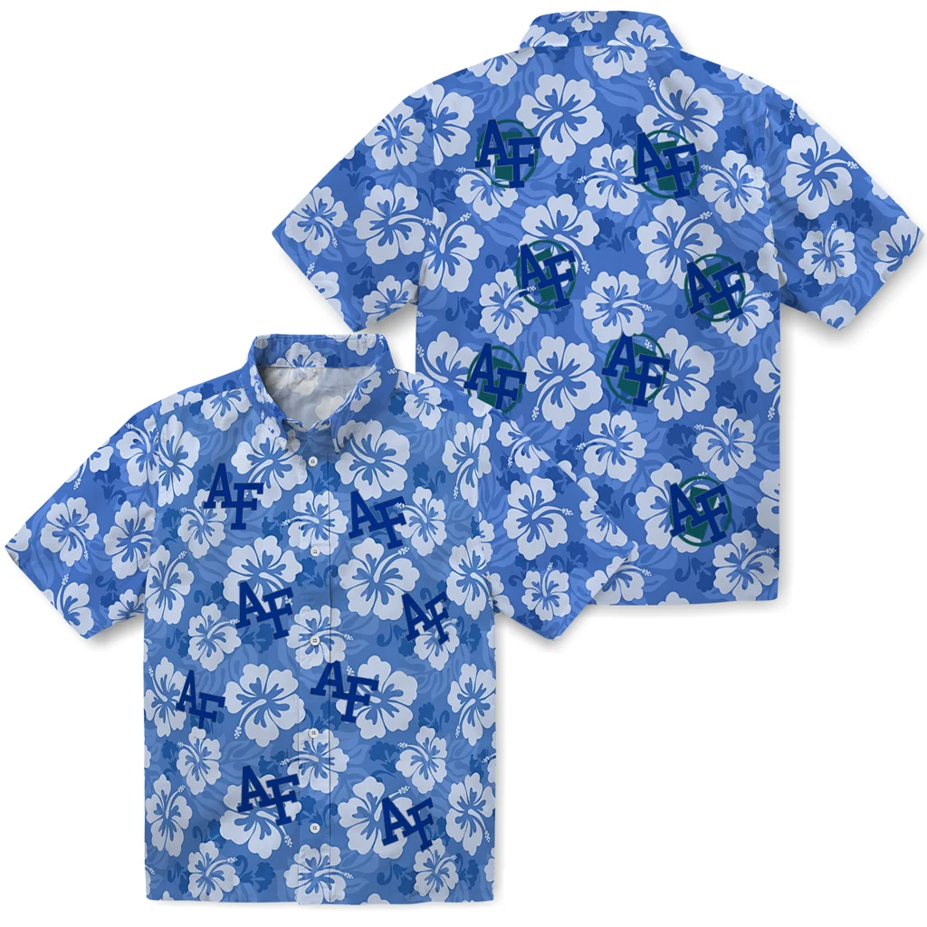 Air Force Falcons Hawaiian Shirt - Hibiscus Cluster air force falcons hibiscus cluster blue hawaiian shirts high quality