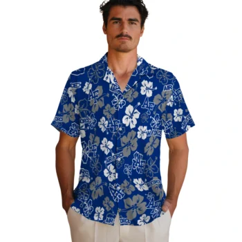air force falcons hibiscus bloom blue hawaiian shirts fashion forward