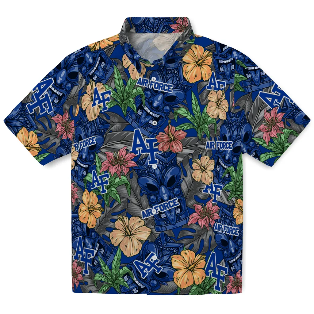 Air Force Falcons Hawaiian Shirt - Hibiscus Tiki Jungle air force falcons tiki jungle blue hawaiian shirts best selling