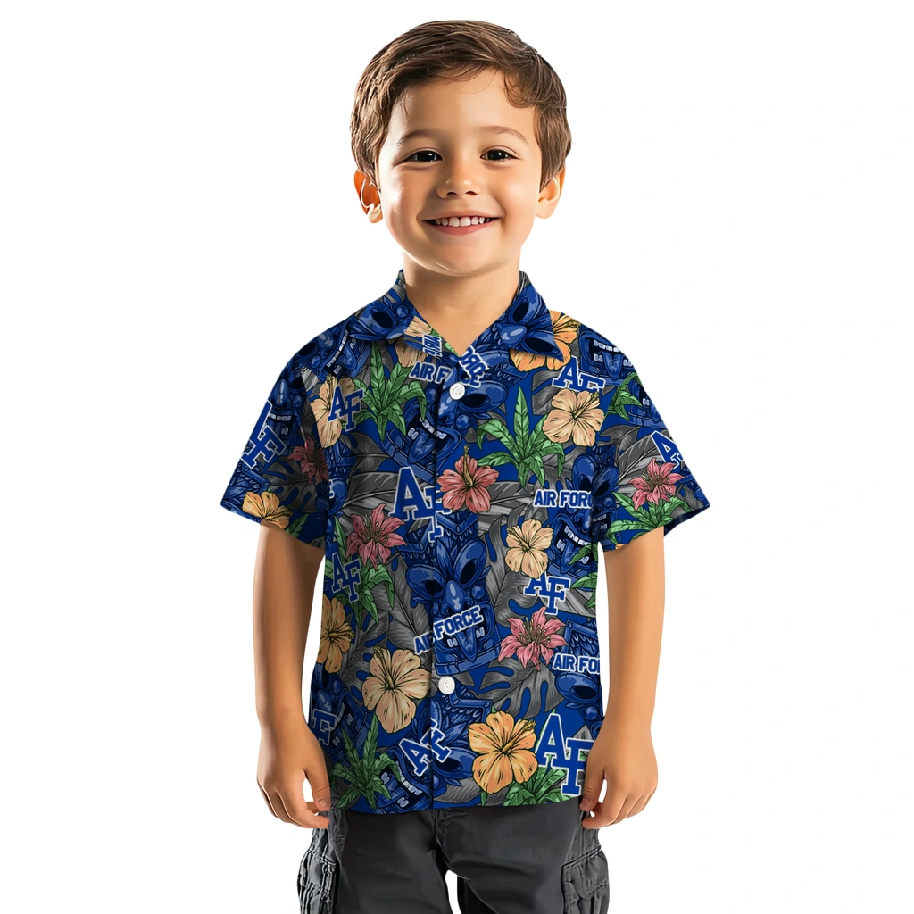 Air Force Falcons Hawaiian Shirt - Hibiscus Tiki Jungle air force falcons tiki jungle blue hawaiian shirts top rated