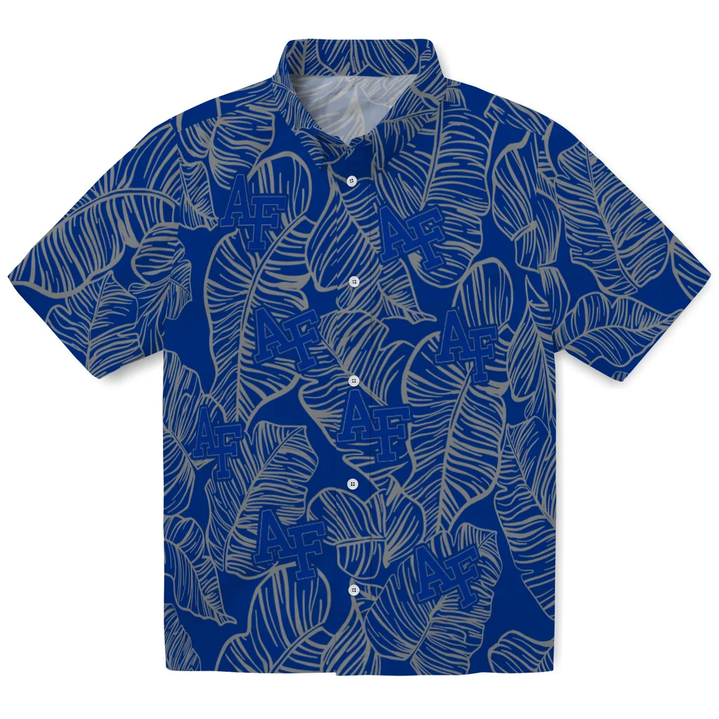 Air Force Falcons Hawaiian Shirt - Leaf Outline air force falcons leaf outline blue hawaiian shirts best selling