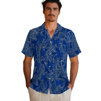 air force falcons leaf outline blue hawaiian shirts fashion forward