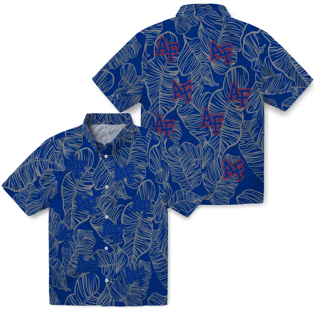Air Force Falcons Hawaiian Shirt - Leaf Outline air force falcons leaf outline blue hawaiian shirts high quality