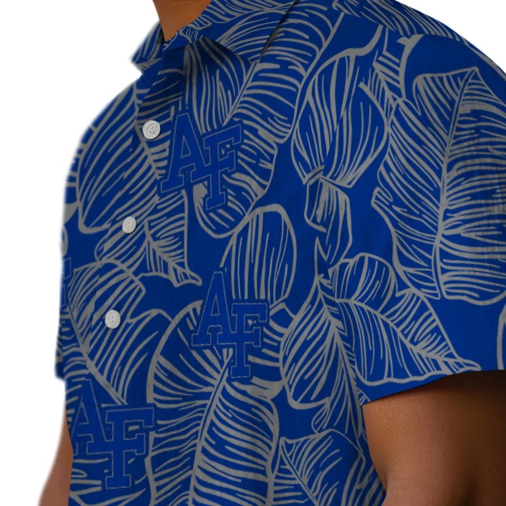 Air Force Falcons Hawaiian Shirt - Leaf Outline air force falcons leaf outline blue hawaiian shirts trendy