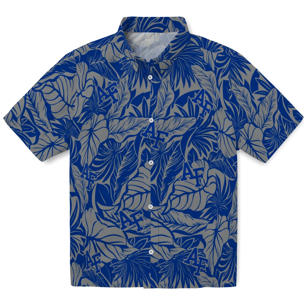 Air Force Falcons Hawaiian Shirt - Monstera Layer air force falcons monstera layer blue hawaiian shirts best selling