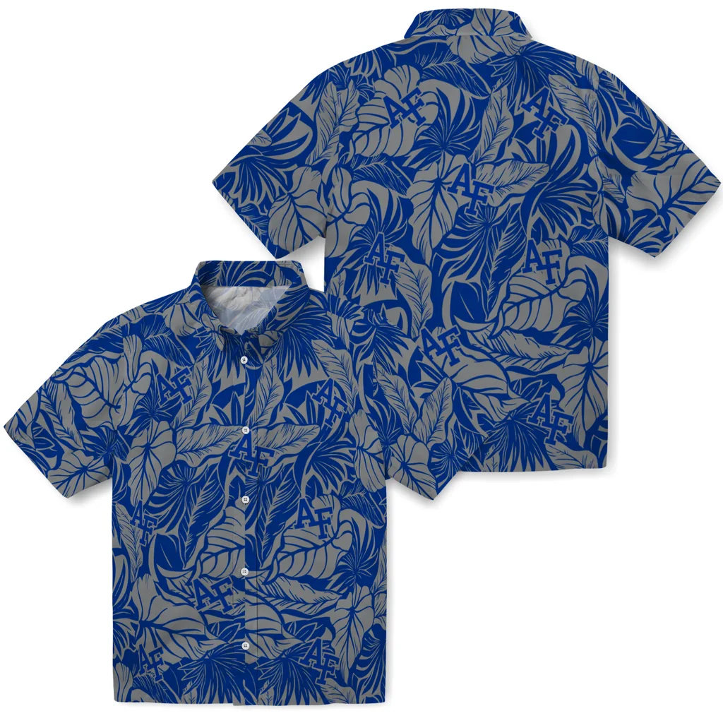 Air Force Falcons Hawaiian Shirt - Monstera Layer air force falcons monstera layer blue hawaiian shirts high quality