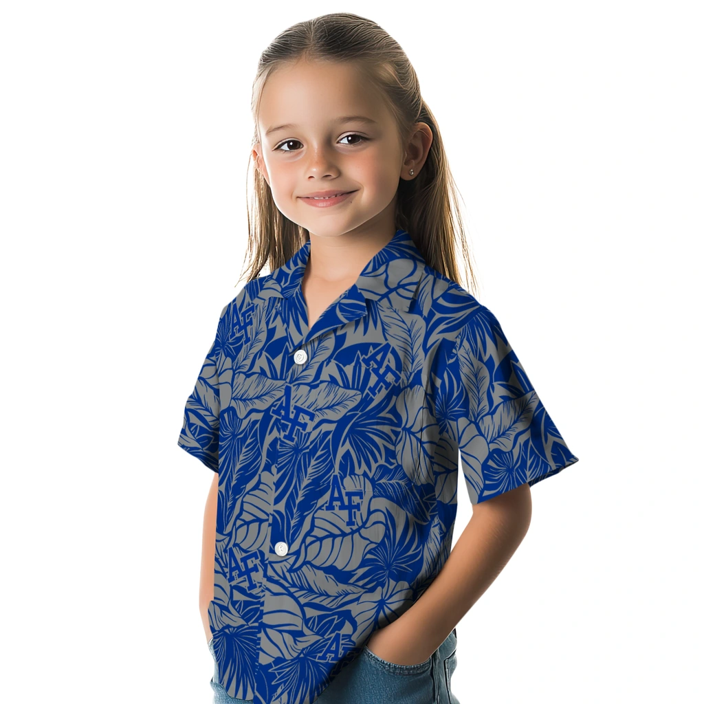 Air Force Falcons Hawaiian Shirt - Monstera Layer air force falcons monstera layer blue hawaiian shirts premium grade