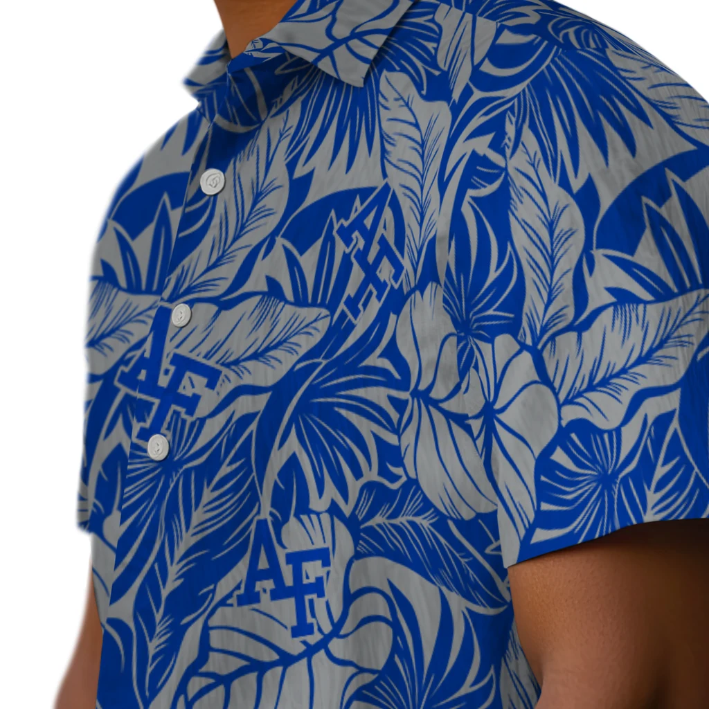 Air Force Falcons Hawaiian Shirt - Monstera Layer air force falcons monstera layer blue hawaiian shirts trendy