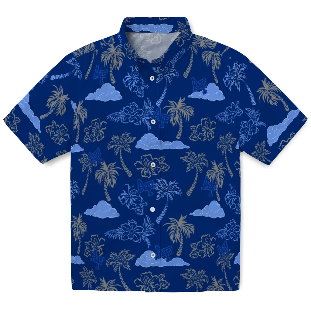 Air Force Falcons Hawaiian Shirt - Palm And Clouds air force falcons palm and clouds blue hawaiian shirts best selling