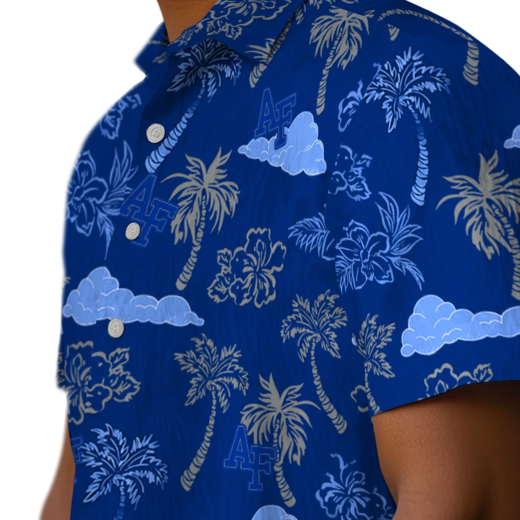 Air Force Falcons Hawaiian Shirt - Palm And Clouds air force falcons palm and clouds blue hawaiian shirts trendy