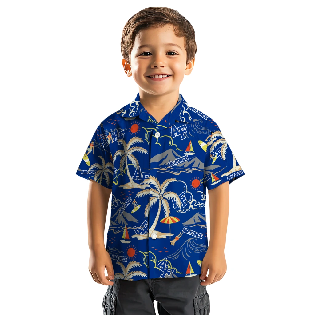 Air Force Falcons Hawaiian Shirt - Palm Tree Island air force falcons palm tree island blue hawaiian shirts top rated
