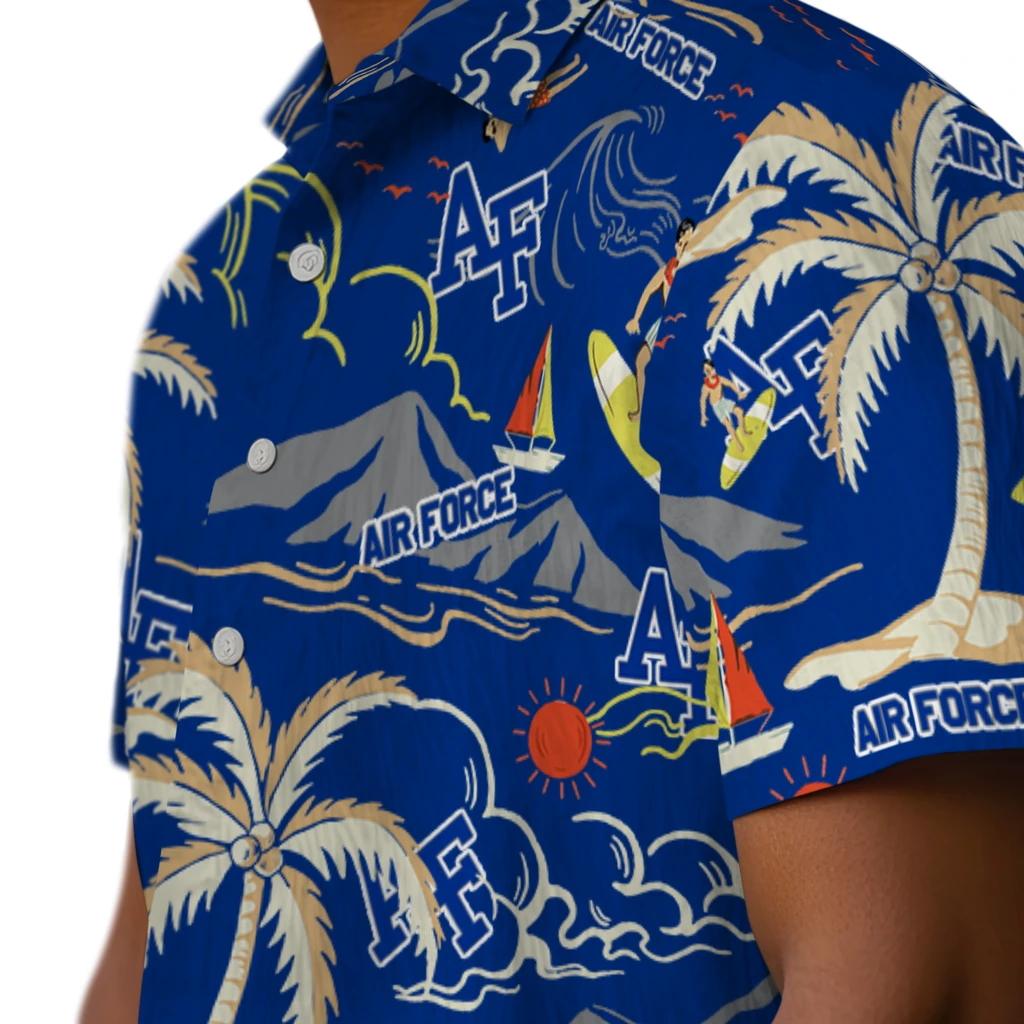 Air Force Falcons Hawaiian Shirt - Palm Tree Island air force falcons palm tree island blue hawaiian shirts trendy