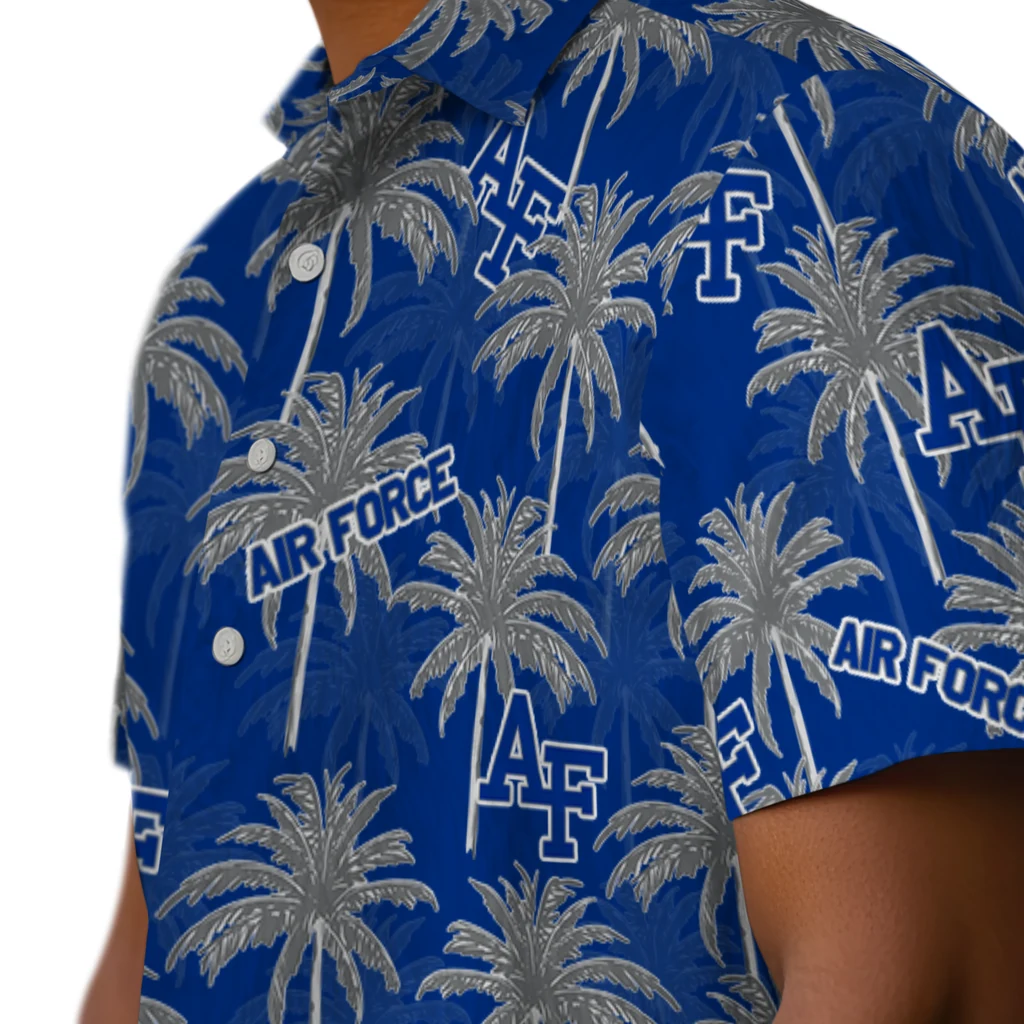 Air Force Falcons Hawaiian Shirt - Palm Tree Motif air force falcons palm grove blue hawaiian shirts trendy