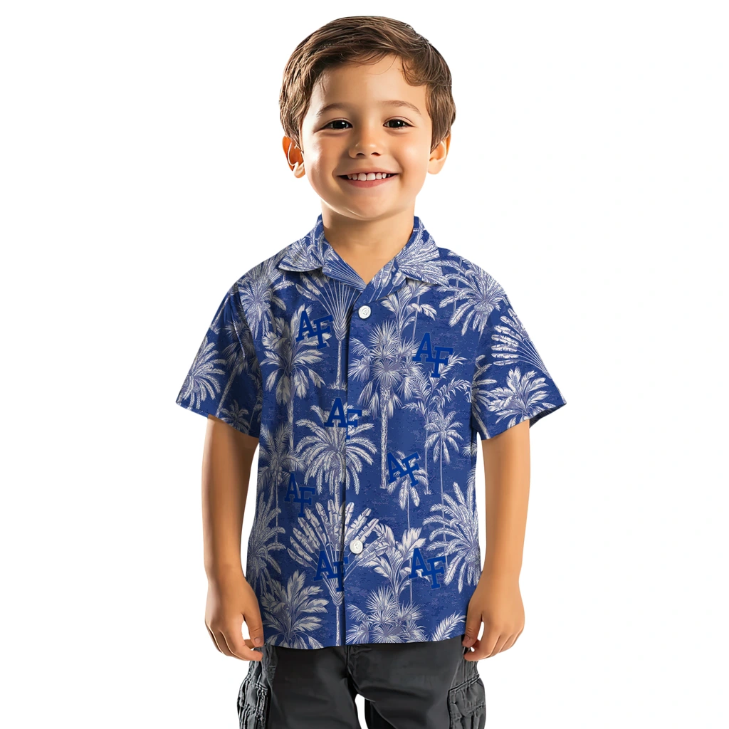 Air Force Falcons Hawaiian Shirt - Vintage Palm Tree air force falcons palm shadows blue hawaiian shirts top rated