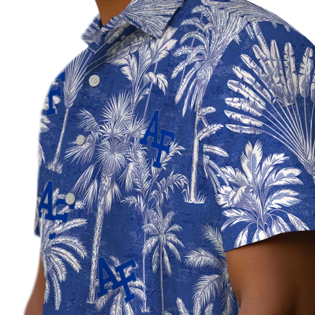 Air Force Falcons Hawaiian Shirt - Vintage Palm Tree air force falcons palm shadows blue hawaiian shirts trendy