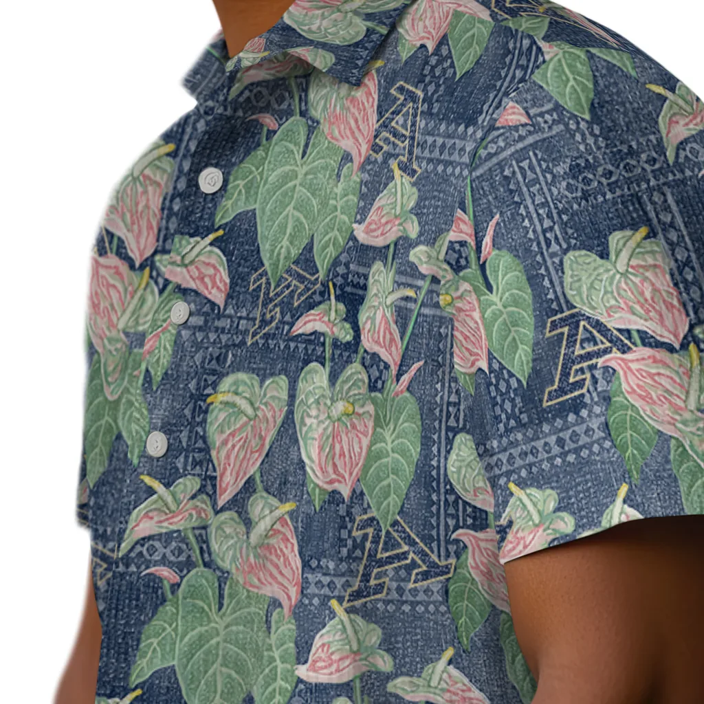 Akron Zips Hawaiian Shirt - Anthurium Overlay akron zips anthurium overlay blue hawaiian shirts trendy