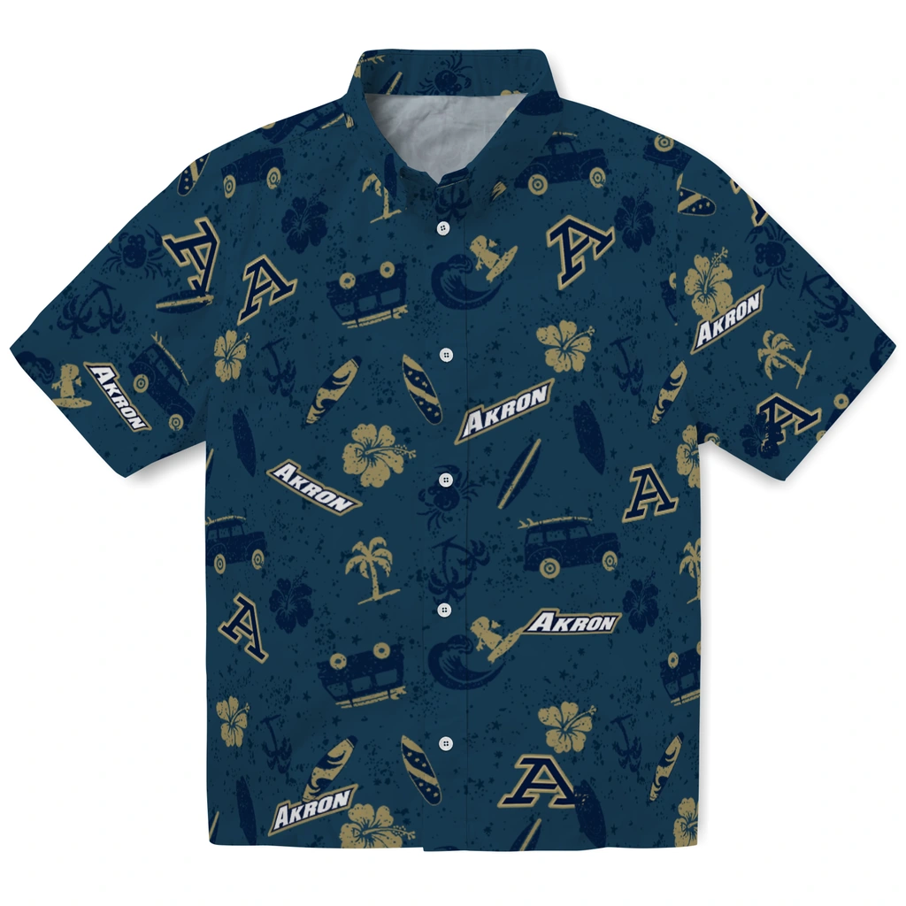 Akron Zips Hawaiian Shirt - Beach Vibe akron zips beach vibe navy hawaiian shirts best selling