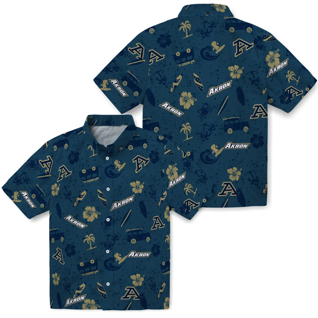 Akron Zips Hawaiian Shirt - Beach Vibe akron zips beach vibe navy hawaiian shirts high quality