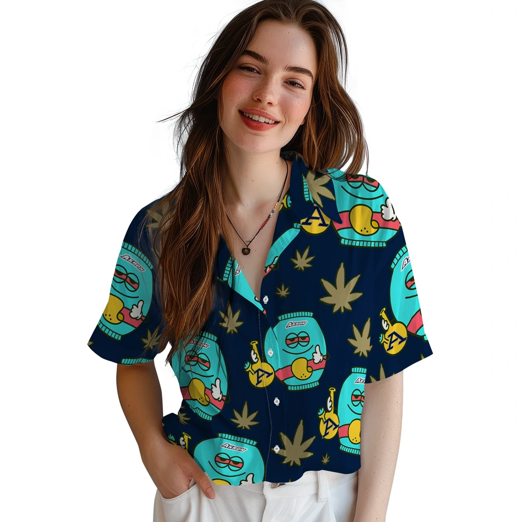 Akron Zips Hawaiian Shirt - Chill Vibe akron zips bong smile blue hawaiian shirts latest model
