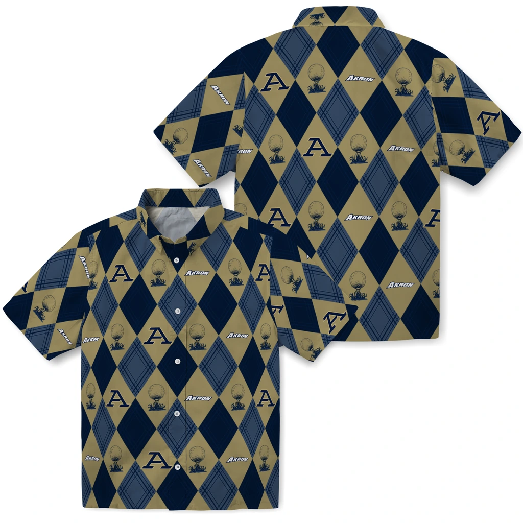 Akron Zips Hawaiian Shirt - Golfing Plaid akron zips balloon plaid blue hawaiian shirts high quality