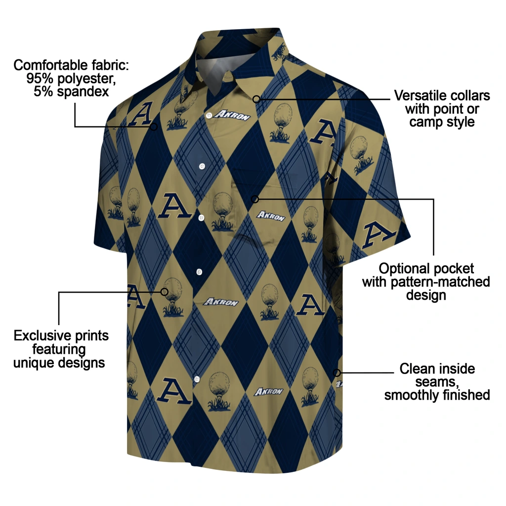 Akron Zips Hawaiian Shirt - Golfing Plaid akron zips balloon plaid blue hawaiian shirts new arrival