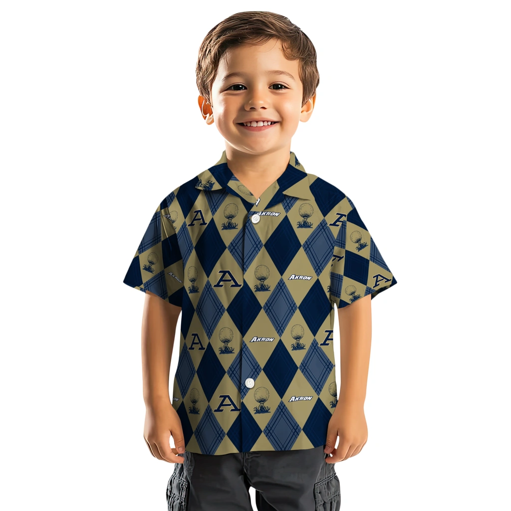 Akron Zips Hawaiian Shirt - Golfing Plaid akron zips balloon plaid blue hawaiian shirts top rated