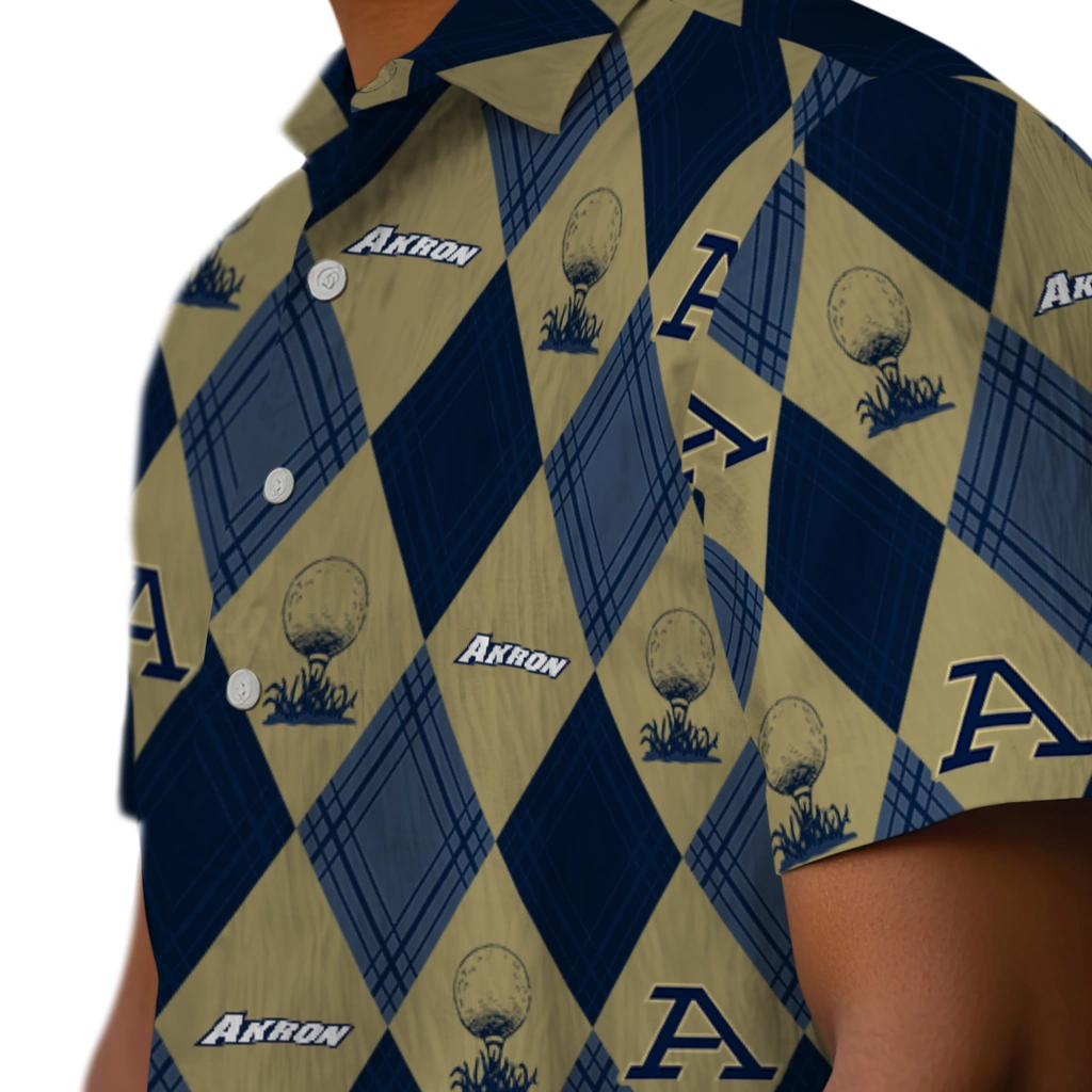 Akron Zips Hawaiian Shirt - Golfing Plaid akron zips balloon plaid blue hawaiian shirts trendy