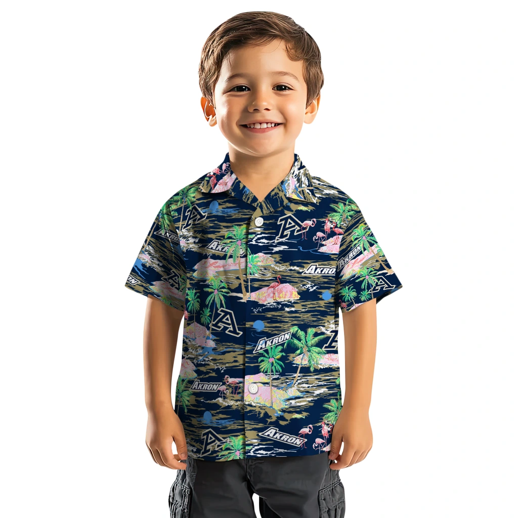 Akron Zips Hawaiian Shirt - Hawaii Island akron zips flamingo retreat blue hawaiian shirts top rated