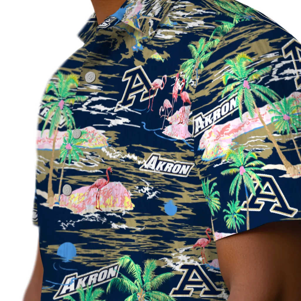 Akron Zips Hawaiian Shirt - Hawaii Island akron zips flamingo retreat blue hawaiian shirts trendy