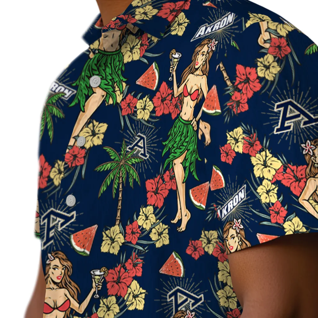 Akron Zips Hawaiian Shirt - Hawaiian Girls Design akron zips hawaiian girls design blue hawaiian shirts trendy