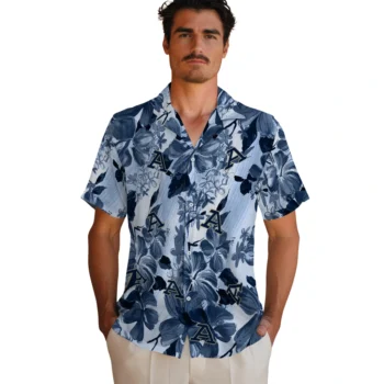 akron zips hibiscus arrangement blue hawaiian shirts fashion forward
