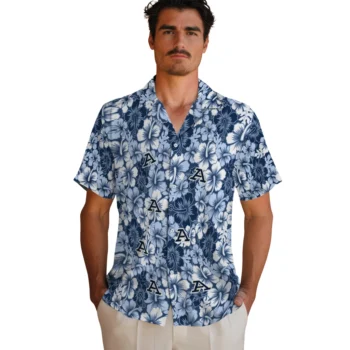 akron zips hibiscus blooms blue hawaiian shirts fashion forward