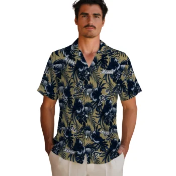akron zips hibiscus exotic blue hawaiian shirts fashion forward