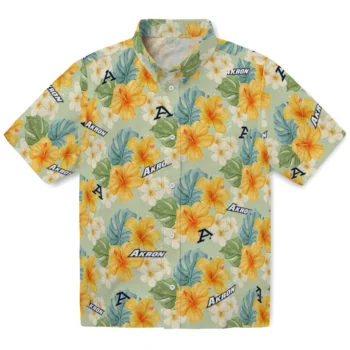 akron zips hibiscus mood pale lime yellow hawaiian shirts best selling
