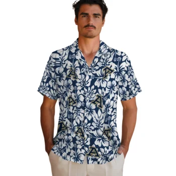 akron zips hibiscus motif blue white hawaiian shirts fashion forward