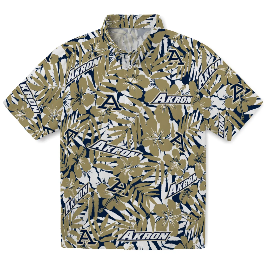 Akron Zips Hawaiian Shirt - Hibiscus Overlay akron zips hibiscus overlay hawaiian shirts best selling
