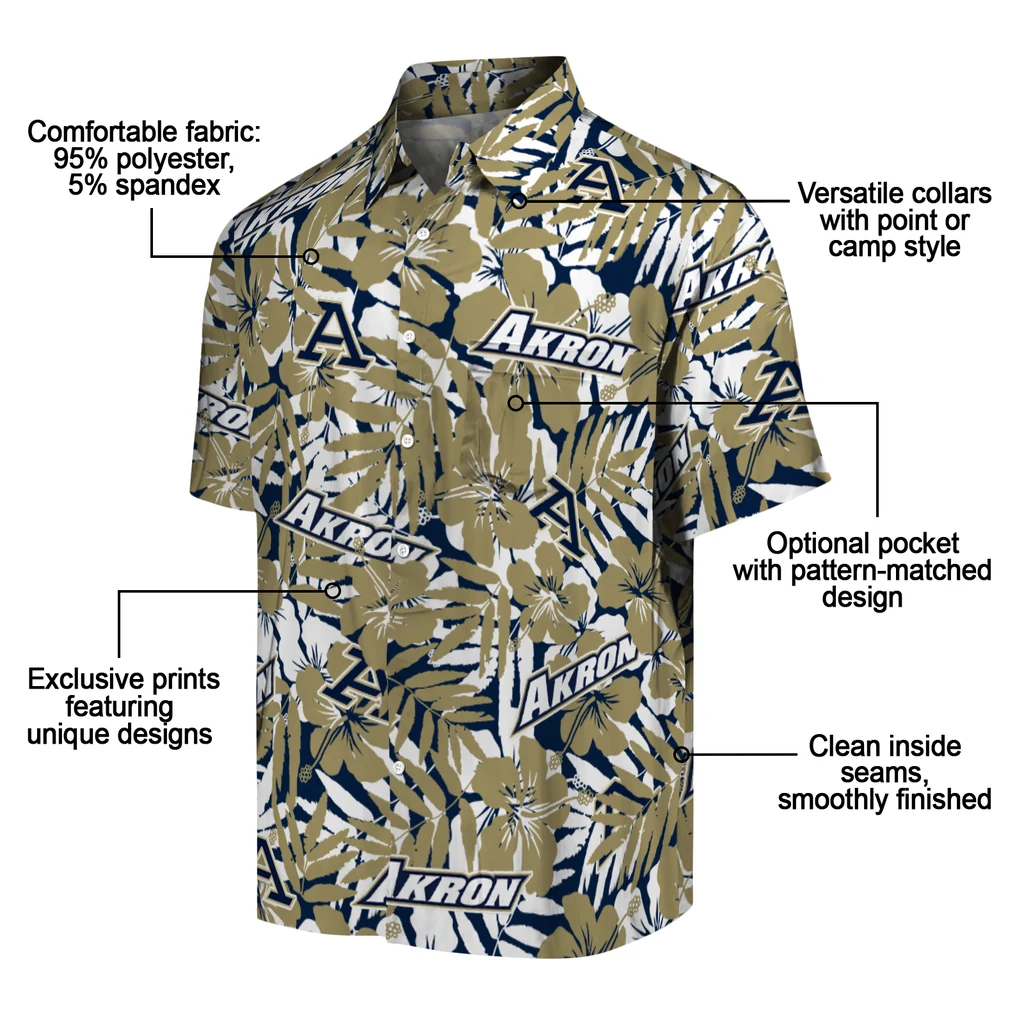 Akron Zips Hawaiian Shirt - Hibiscus Overlay akron zips hibiscus overlay hawaiian shirts new arrival