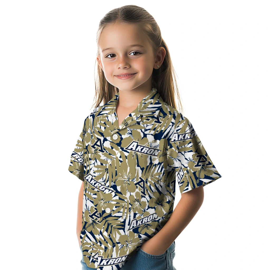 Akron Zips Hawaiian Shirt - Hibiscus Overlay akron zips hibiscus overlay hawaiian shirts premium grade