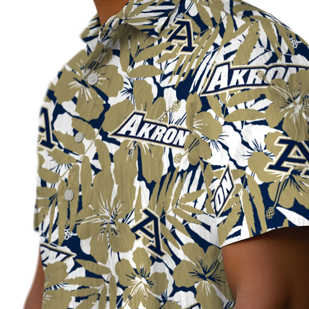 Akron Zips Hawaiian Shirt - Hibiscus Overlay akron zips hibiscus overlay hawaiian shirts trendy