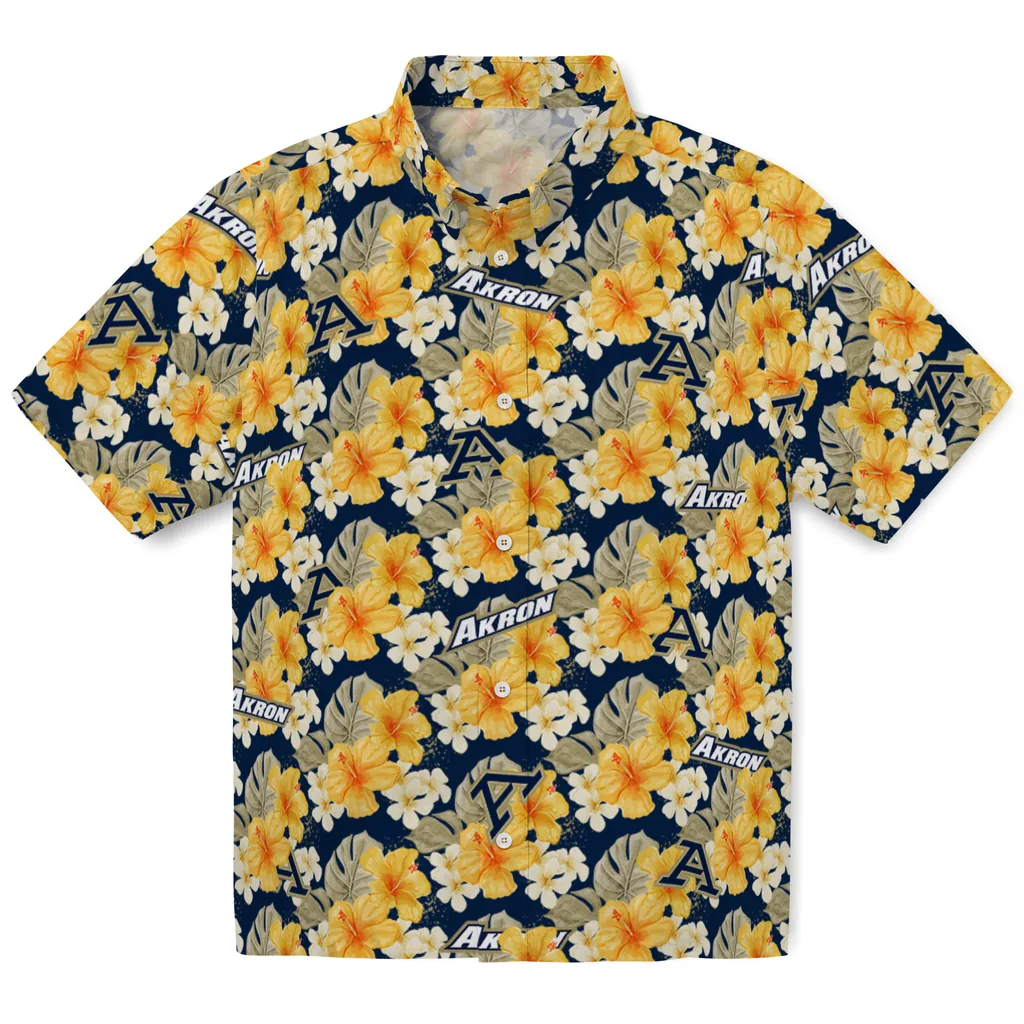 Akron Zips Hawaiian Shirt - Hibiscus Tropics akron zips hibiscus tropics blue yellow hawaiian shirts best selling